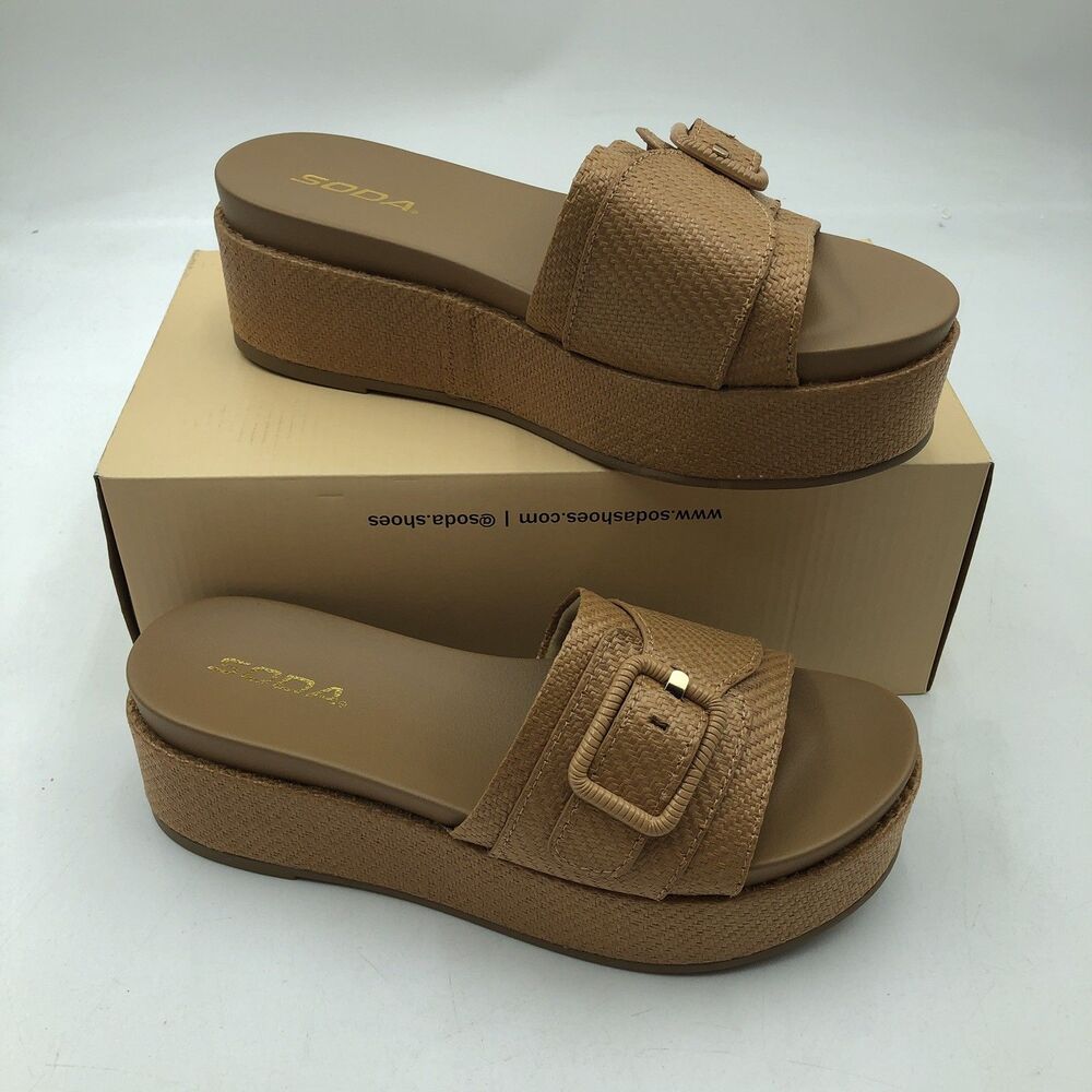 Soda Womens Size 8.5 "Lulah" Slide Sandals Camel